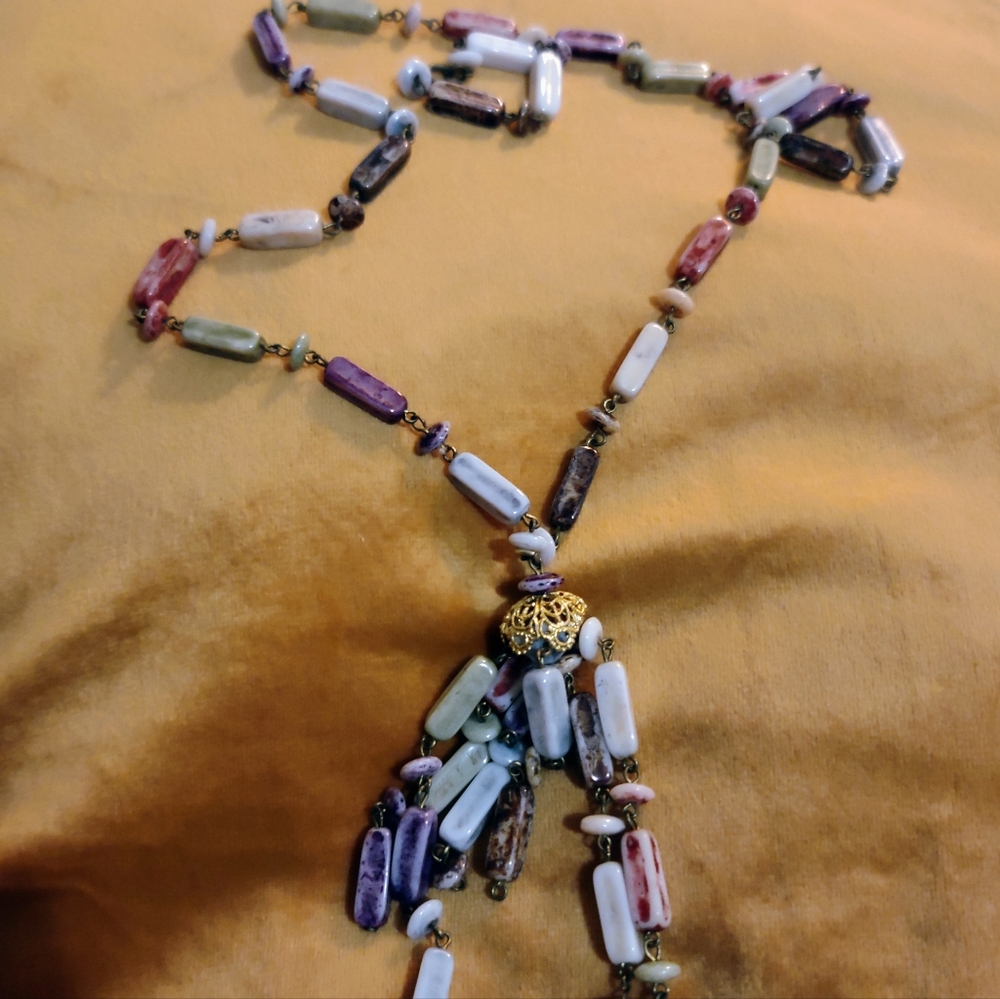 Venetian style ceramic bead necklace.